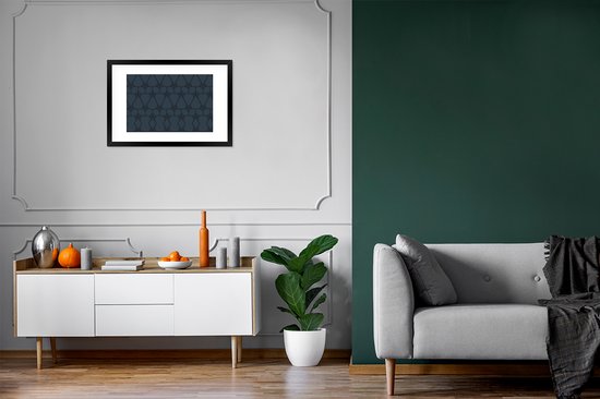 Motif Luxe de fleurs et de lignes noires sur fond bleu foncé 60x40 cm