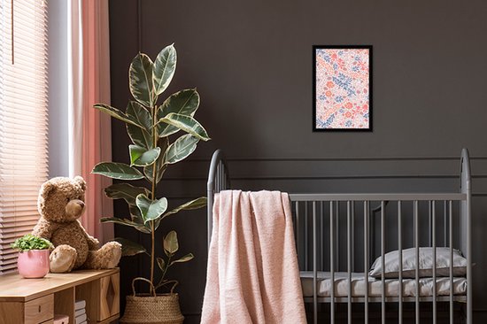 Motif fleuri bleu et rouge 20x30 cm - petit