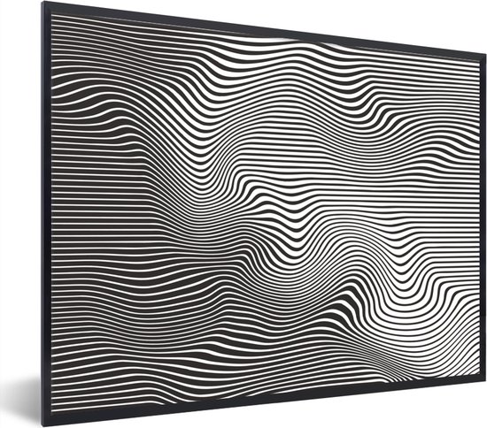 Photo dans le cadre - Illusion d'optique avec des motifs de lignes abstraites Cadre photo noir sans passe-partout 40x30 cm - Affiche sous cadre (Décoration murale salon / chambre)
