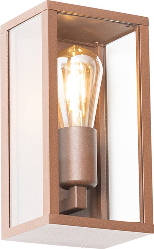 QAZQA charlois - Industriele Dimbare LED Smart Wandlamp incl. wifi met Dimmer voor buiten - 1 lichts - D 14 cm - Roestbruin - Industrieel - Buitenverlichting