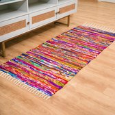 Merkleurig tapijt voor woonkamerdecoratie 183 x 71 cm, rechthoekig, thema thema, handgeweven, Chindi-tapijt, loper, patchwork tapijt