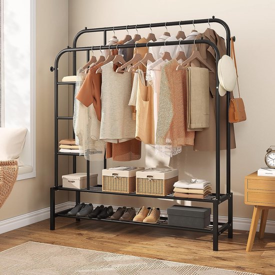 PENDERIE MOBILE Porte Vêtement sur Pied Cintre Tiges Doubles Chambre