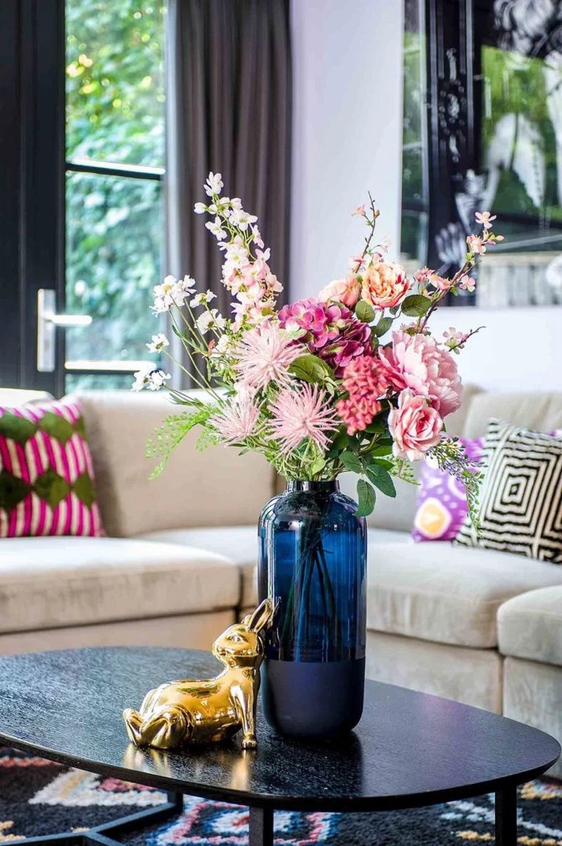 Zijden bloemen boeket "Lovely Pink" | 75 cm | Natuurlijk ogende schoonheid | Prachtige collectie bloemen | Jarenlang mooi