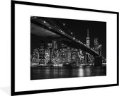 Fotolijst incl. Poster - New York - Brooklyn - Bridge - 90x60 cm - Posterlijst
