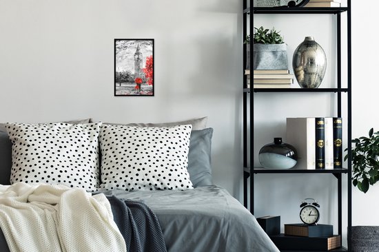 Cadre photo avec affiche - Peinture - Big Ben - Rouge - Parapluie - 20x30 cm - Cadre pour affiche