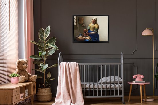 Cadre photo avec affiche - La Laitière - Peinture de Johannes Vermeer - 80x60 cm - Cadre pour affiche