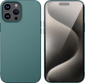 Hoesje Geschikt voor iPhone 15 Pro Max– Zacht siliconen Liquid Backcover – Pine Groen