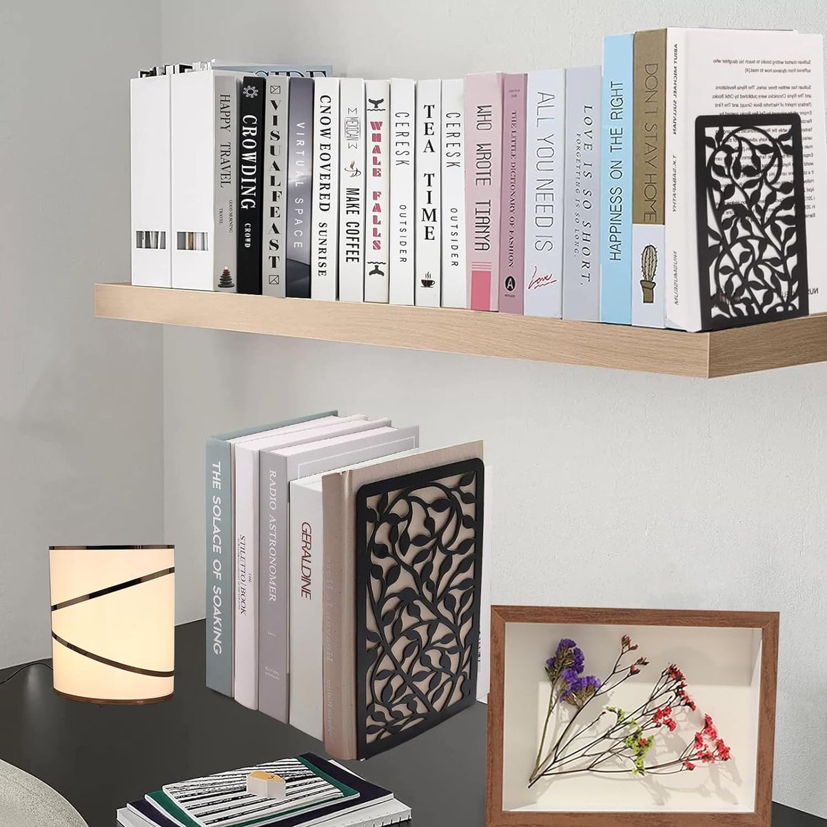 1 paar boekensteunen, boekensteunen, boekensteunen voor planken, boekorganizer, boom- en vogelboekensteunen, eenvoudige boekensteunen 1 paar boekensteunen, boekensteunen, boekensteunen voor planken, boekorganizer, boom- en vogelboekensteunen, eenvoudige boekensteunen