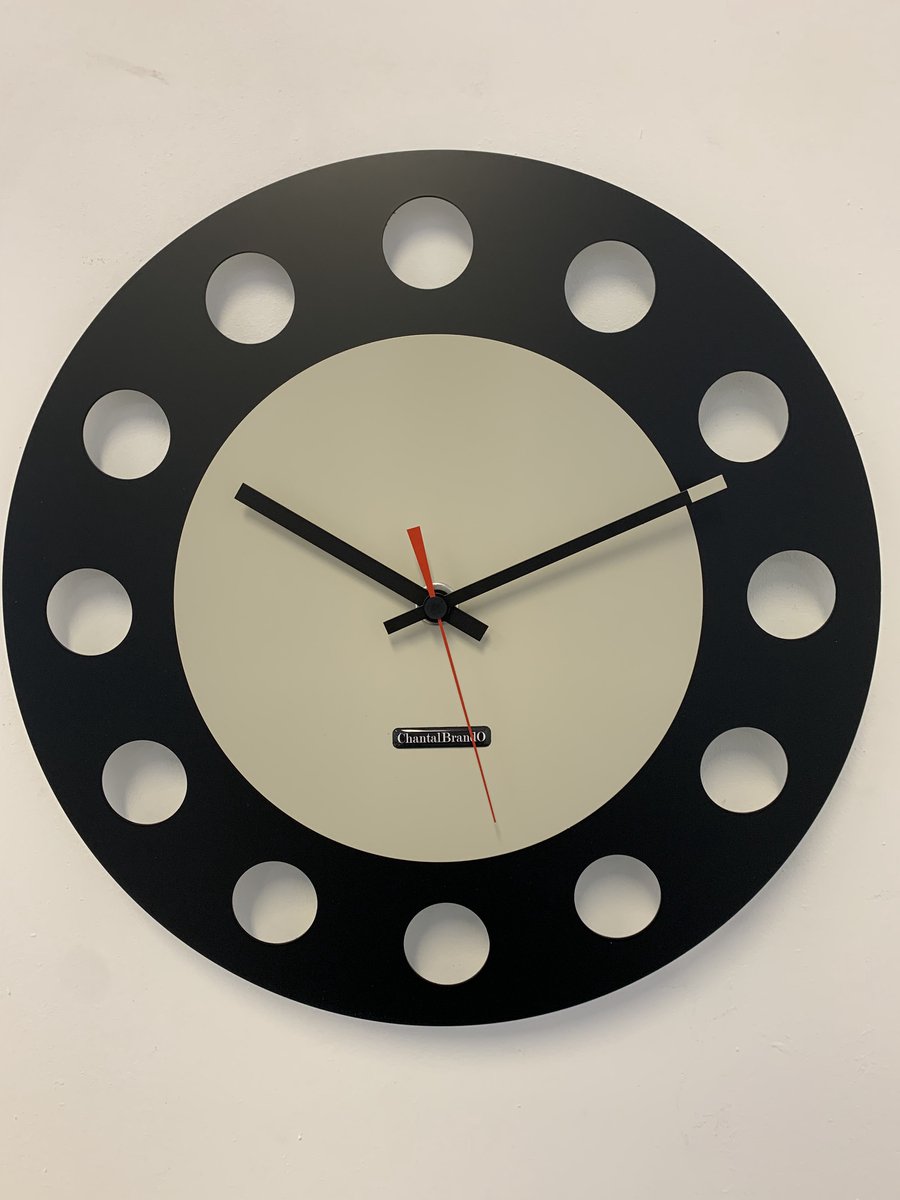 Wandklok ChantalBrandO CETARA BLACK & GREY -- MODERN DESIGN -- ZWART EN GRIJS