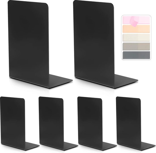 Lot De 6 Serre-Livres Acrylique Transparent – 3 Paires Avec Patins Antidérapants – Design Moderne
