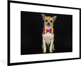 Fotolijst incl. Poster - Hond - Strik - Zwart - 120x80 cm - Posterlijst