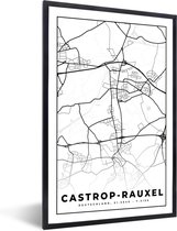 Fotolijst incl. Poster - Castrop-Rauxel - Plattegrond - Kaart - Stadskaart - 60x90 cm - Posterlijst