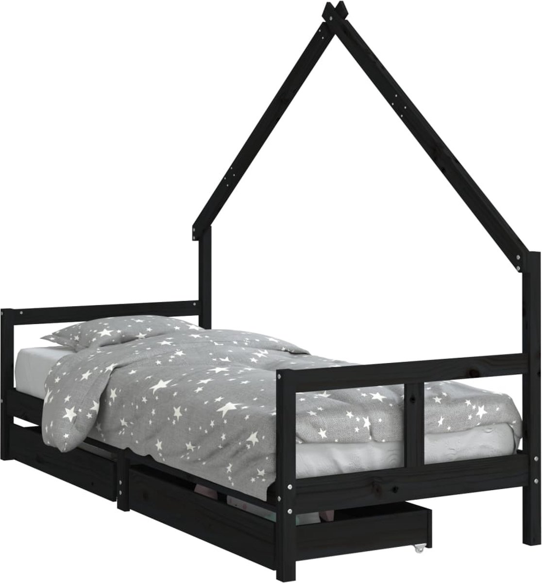 vidaXL - Kinderbedframe - 80x200 - cm - massief - grenenhout - zwart