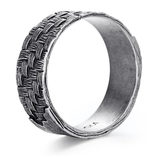 Magnetox Kingka - Geweven - Ring - Antiek Zilver - 925 Sterlingzilver - Mannen