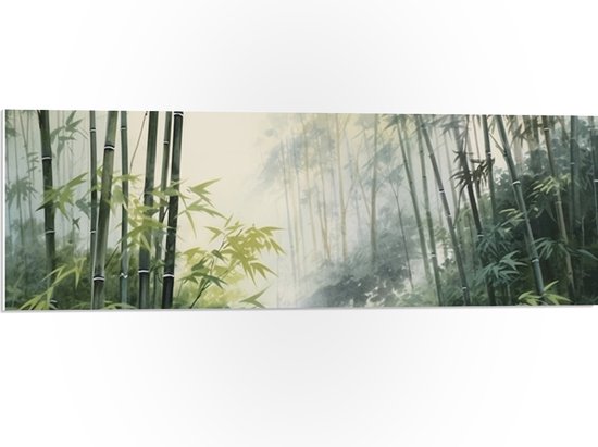 PVC Schuimplaat- Bomen - Takken - Bladeren - Bamboe - Groen - 90x30 cm Foto op PVC Schuimplaat