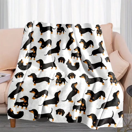 SABFWF Teckel hondenprint zachte warme flanellen pyjamabroek, perfect voor Kerstmis en dagelijks comfort, Zwart, M