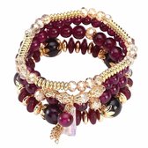 Fako Bijoux® - Set de Bracelets - Boho - Bohème - Obélisque - Rouge Foncé - Sinterklaas & Noël