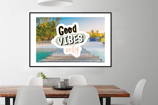 Cadre photo avec affiche - Été - Proverbes - Plage - 120x80 cm - Cadre pour affiche