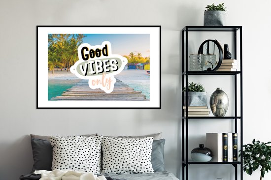 Cadre photo avec affiche - Été - Proverbes - Plage - 120x80 cm - Cadre pour affiche