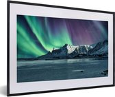 Fotolijst incl. Poster - Noorderlicht - Sneeuw - Noorwegen - 60x40 cm - Posterlijst