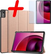 Hoesje Geschikt voor Lenovo Tab M10 5G Hoes Case Tablet Hoesje Tri-fold Met Screenprotector - Hoes Geschikt voor Lenovo Tab M10 5G Hoesje Hard Cover Bookcase Hoes - Rosé goud.