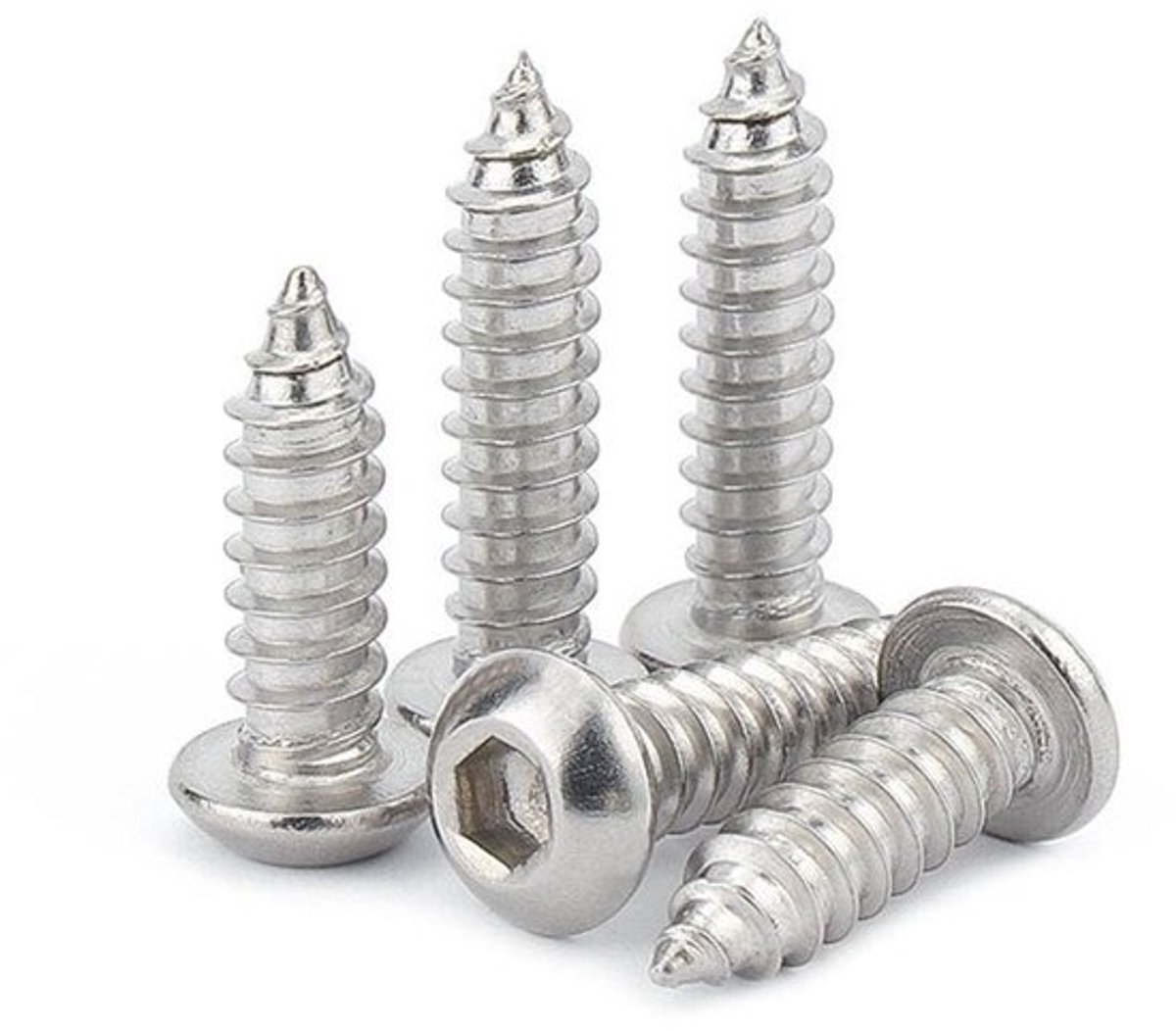 50x M5x14mm RVS Schroeven met Verzonken Kop en Inbuskop, Zelf Tappend