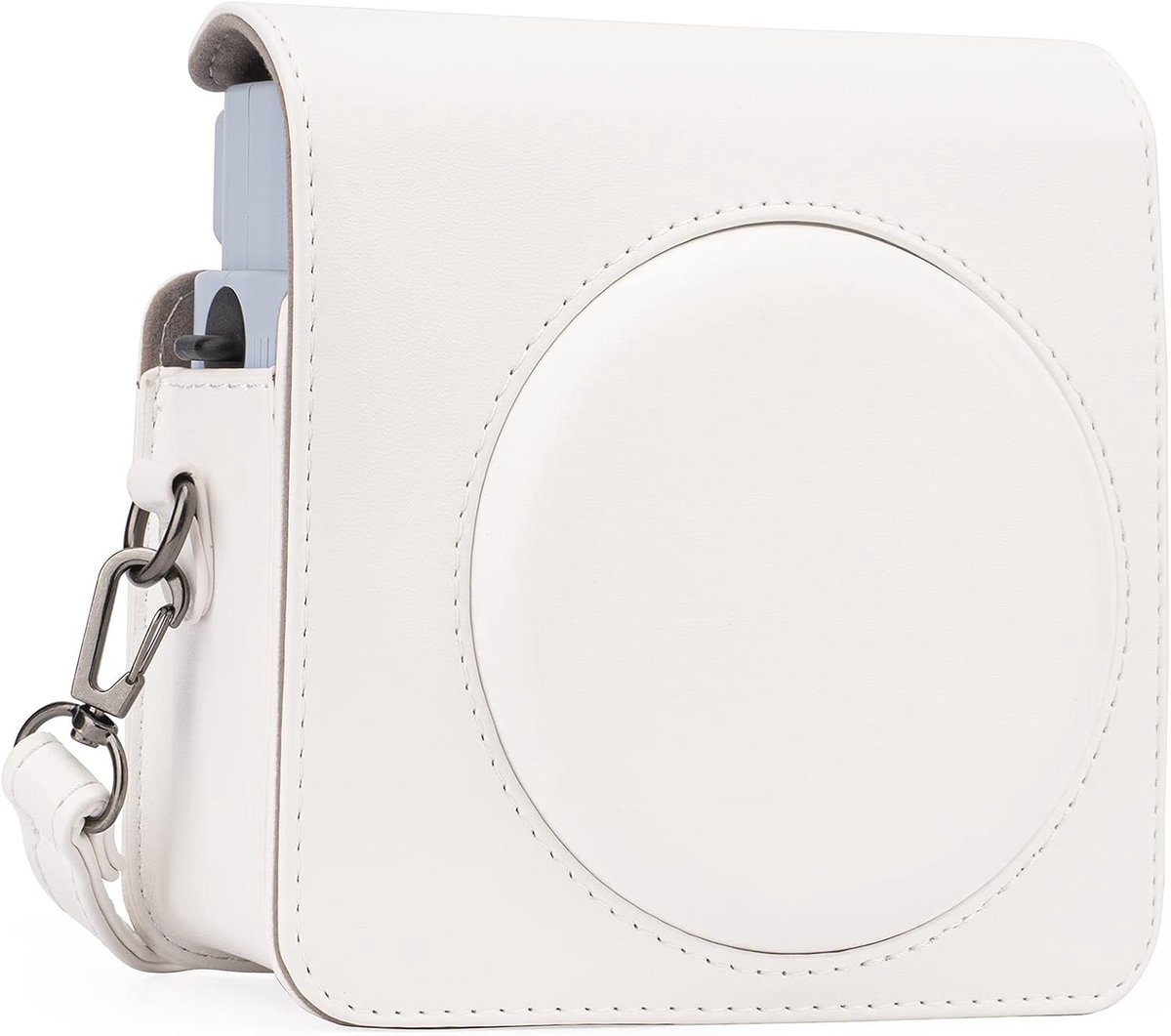 compatibel met Fujifilm Instax Square SQ1 Instant Film Camera, PU Lederen Compact Case Tas met Verstelbare Schouderriem (wit)
