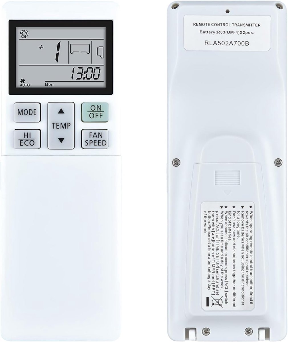 Vervangende airconditioning afstandsbediening geschikt voor Mitsubishi airconditioning RLA502A700S RLA502A700L
