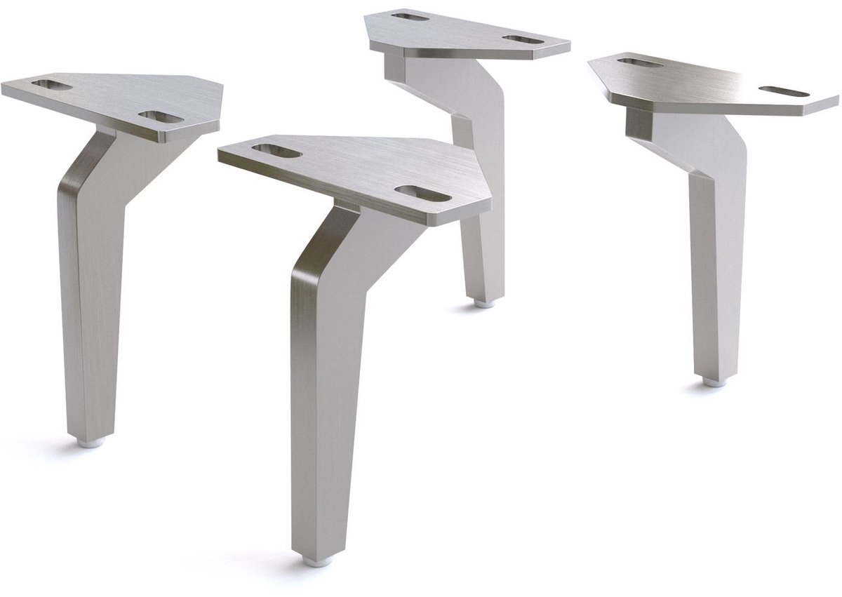 Winkel poot geborsteld roestvrij staal 15 cm voor alle soorten meubilair (set van 4)