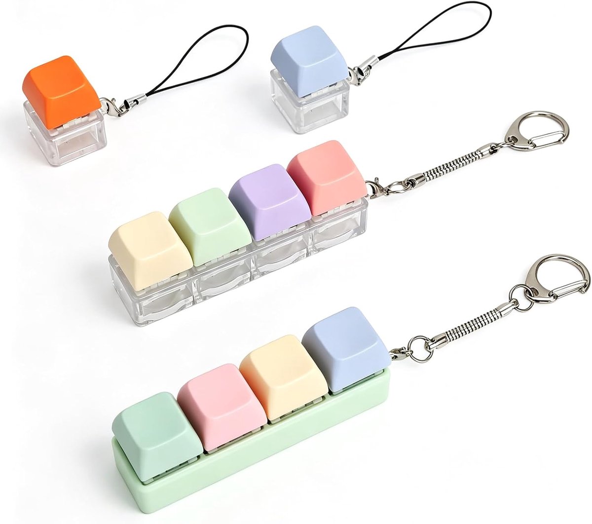 4 stuks toetsenbord fidget-speelgoed, fidget-toetsenbordsleutelhanger | Toetsenbord fidgetspeelgoed, toetsenbordspeelgoed voor volwassenen, decompressie, tijdverbruik