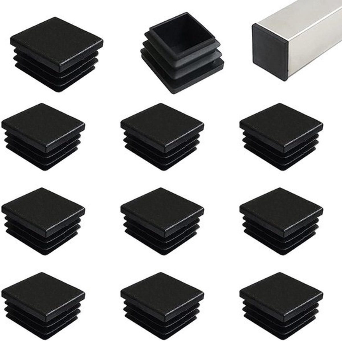 Plastic Stopper - Buisdoppen - Meubels Beschermen - Milieuvriendelijk PE - 45mm 12 Stuks - Zwart