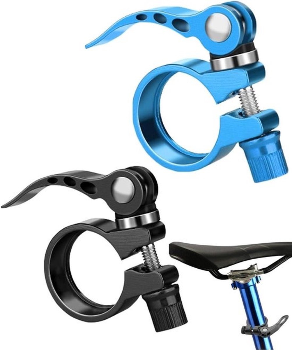 Fietszadelslot Aluminium - Zadelklem Fiets - Zadelbevestiging Fietsen - Snelle Installatie - 318 mm - Zwart