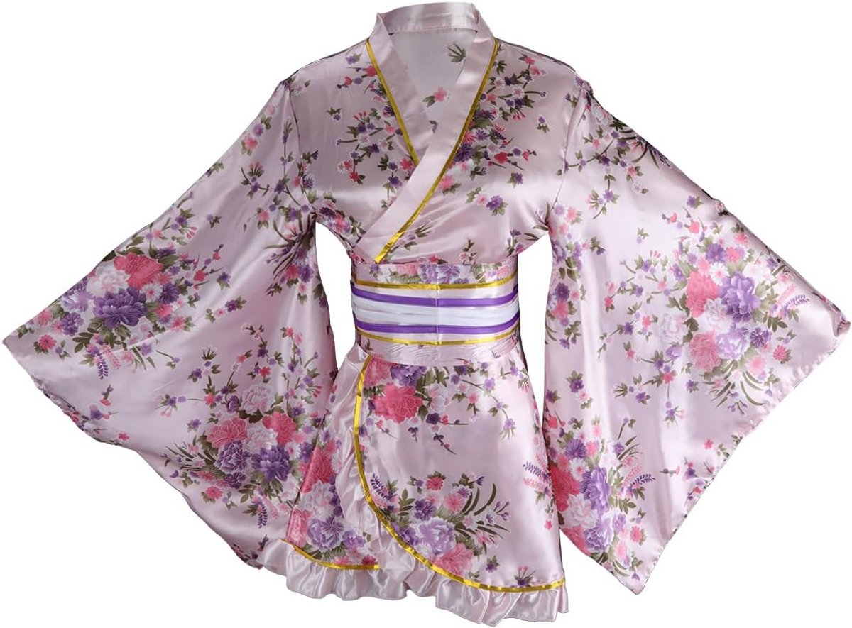 kimono-badjas voor dames, anime cosplay kostuum, dans, yukata, zijden badjas, verkleedkleding
