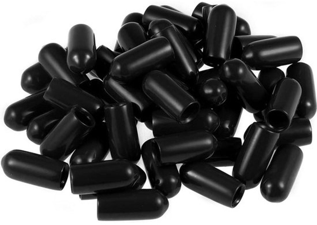 Rubberen Eindkappen - Beschermdoppen Schroeven - Onderdelen Beschermen - Flexibel en Kneedbaar - 50 stuks 5 mm - Zwart