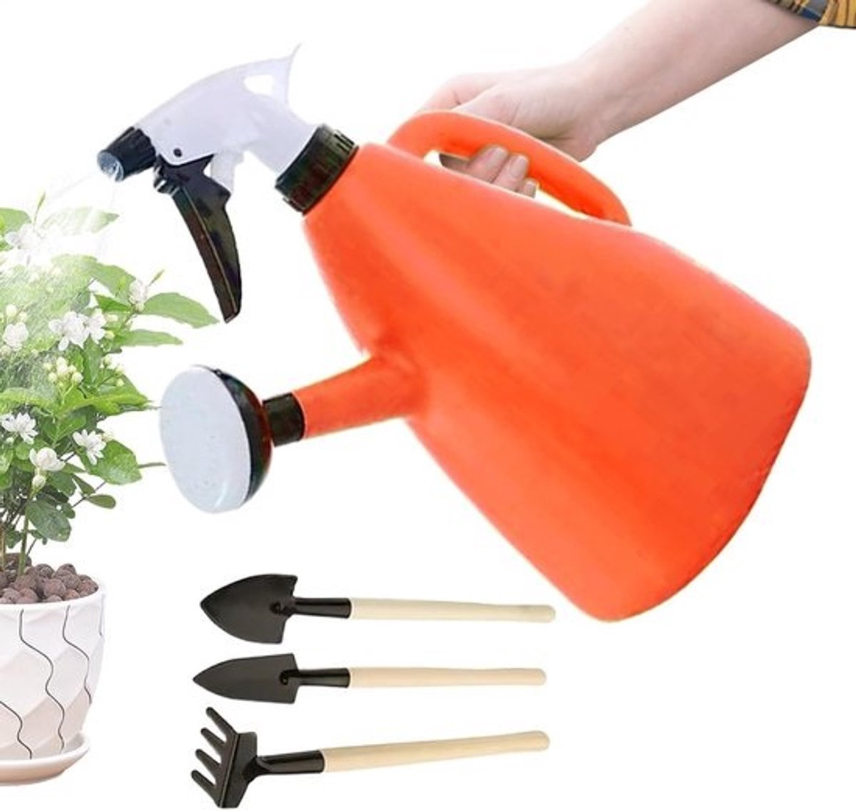 Bloemwaterkan - Waterspuit kan - Planten water geven - Verstelbare sproeikop - 1L - Oranje