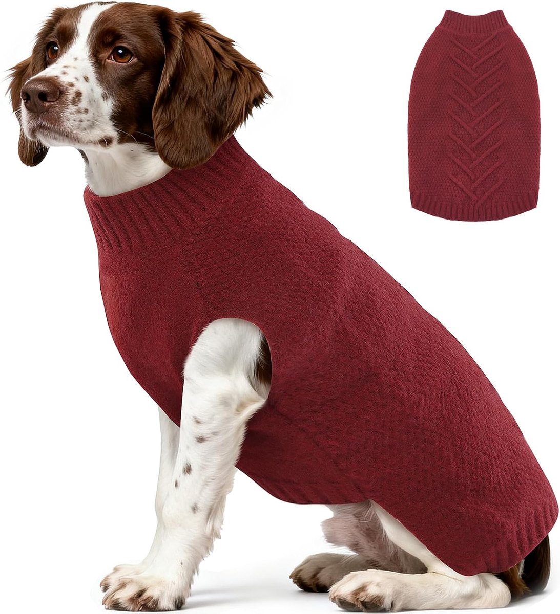 gebreide hondenkleding, warme hondentrui voor middelgrote en grote honden, pullover huisdierjas voor koude winter, warme winterkleding voor hond voor labrador, golden retriever,