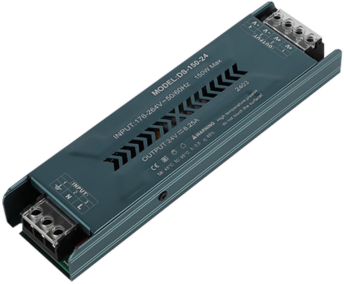 LED-schakelende voeding voor thuistechnologie 6,25 A 24 V 150 W ingang driver transformator AC 100-265 V naar DC12 V uitgang geschikt voor laagspanning lichtstrips (DS-150W-24V-6,25A)
