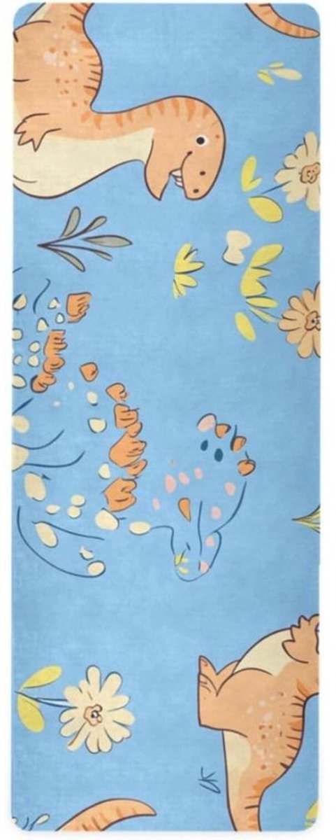 Dinosaurus Yogamat - Reis Oefenmat - Thuis Sporten - Antislip Grip - 71x26 Inch - Blauw