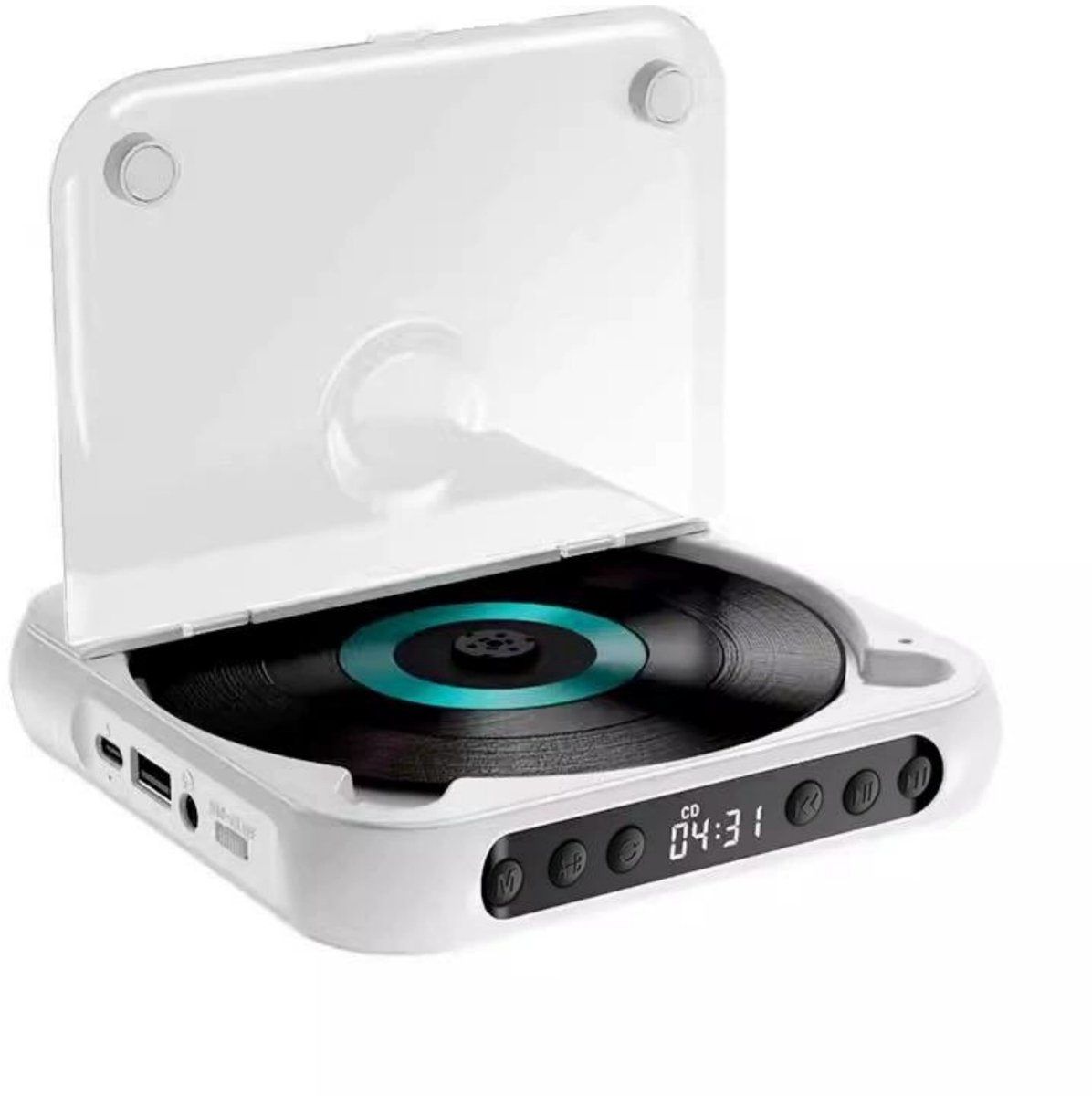 SSTRWGOOD Draagbare CD-speler - Externe CD-player met Bluetooth - Meerdere afspeelmodi - Geschikt voor Auto, Laptop, TV en Android 4.4+ - Kunststof Behuizing - Afmetingen 13x13x2.5cm