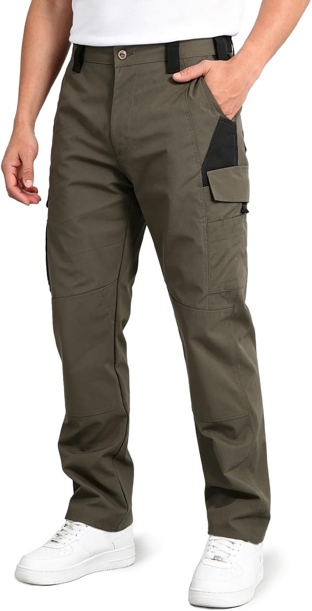 broek voor heren, werkbroek met meerdere zakken, robuuste cargobroek voor outdooractiviteiten zoals vissen, jagen en kamperen