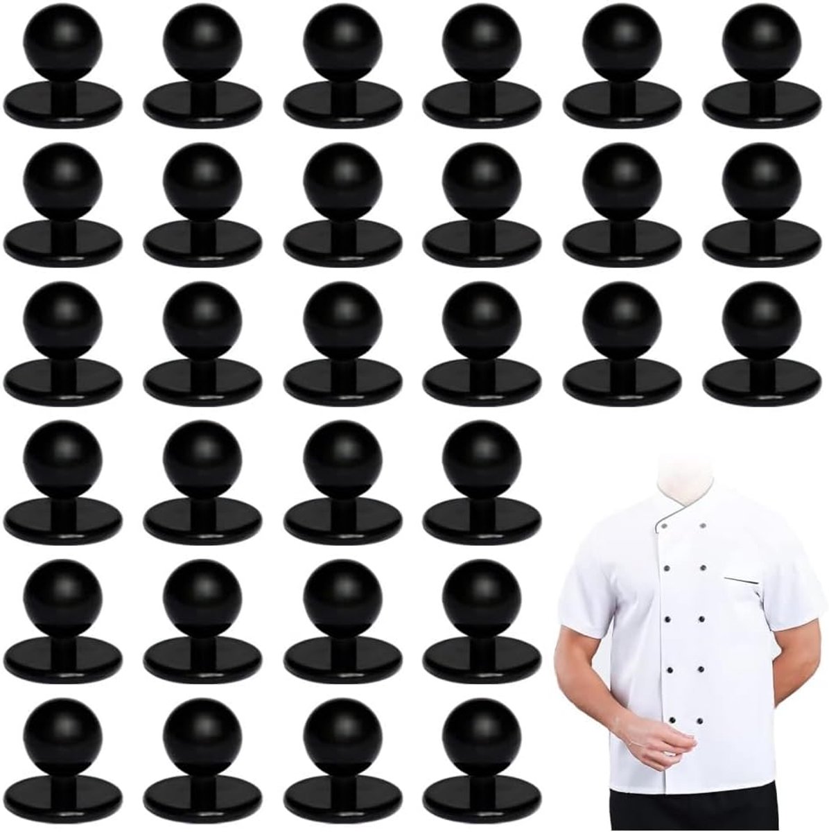 30 stuks balknoppen voor chef-koksjassen, YUTOU standaard ks, knopenknoppen, kooksjack, motiverende knoppen, set, chef-koksknopen, keuken, keuken, knop, professionele koksknoppen, met