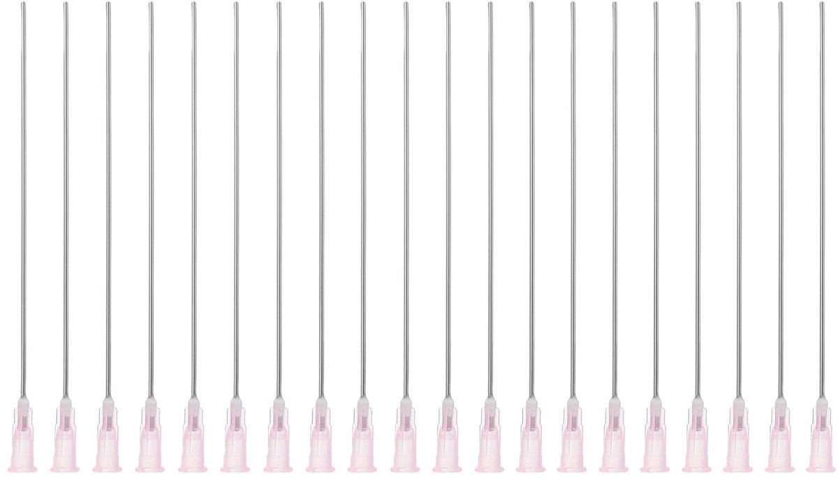 20 stuks 18G 10 inch stompe tip doseernaalden voor lijm, roze