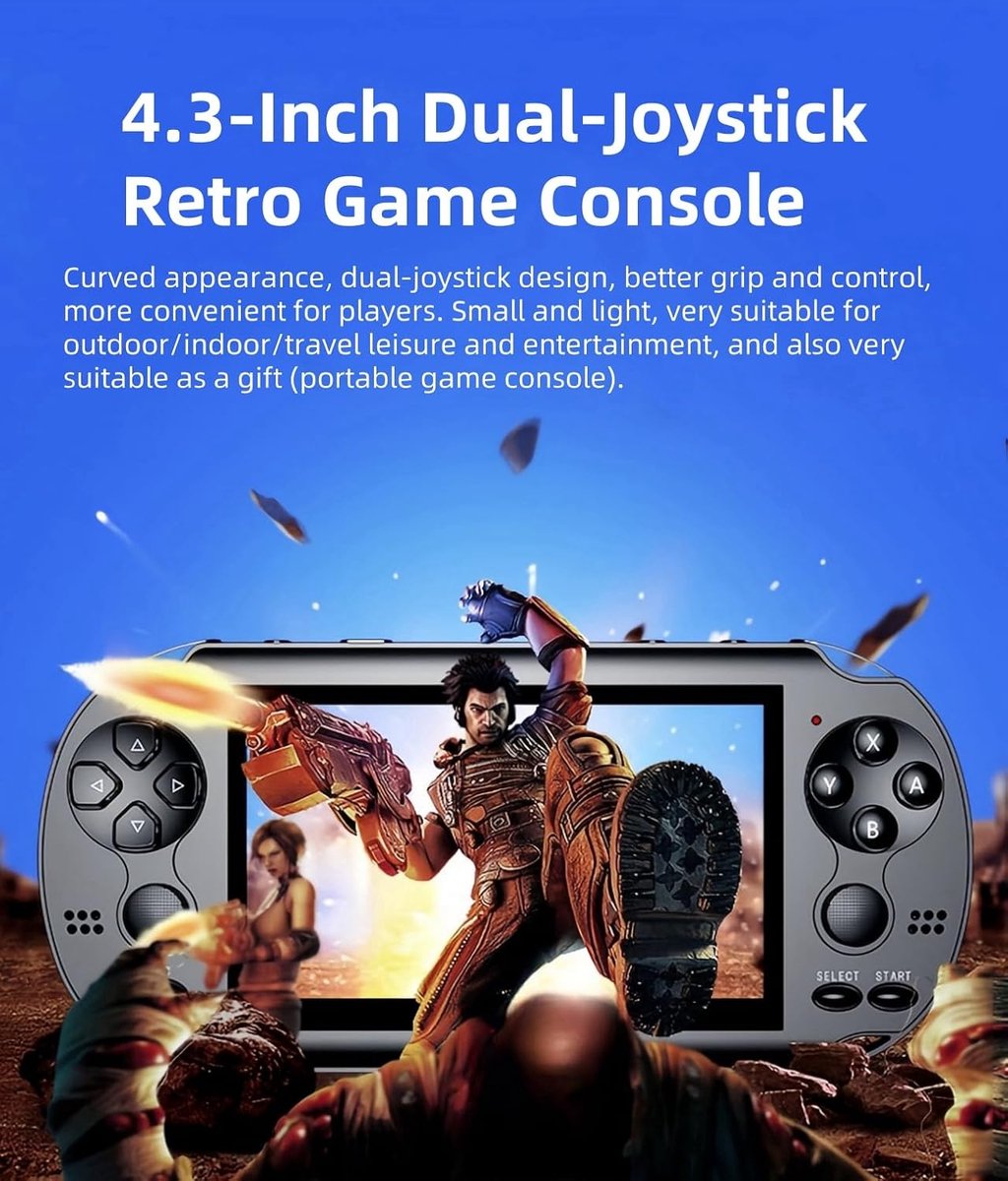 4,3 inch dual-joystick videospelconsole, 2000, geïntegreerde games, meerdere simulatoren, ondersteunt MP4/TV Out draagbare retro gameconsole voor onderweg elektronisch speelgoed — cadeau in Games, Films & Muziek - foto 2