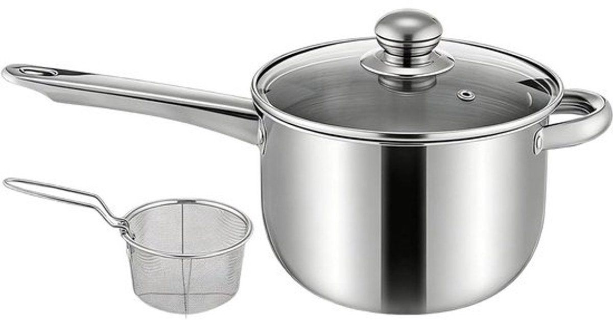 Elektrische friteuse - Kleine friteuse mand - Keuken bereidingen - Gelijkmatige warmteverdeling - 15x20x15 cm - Zilverkleurig