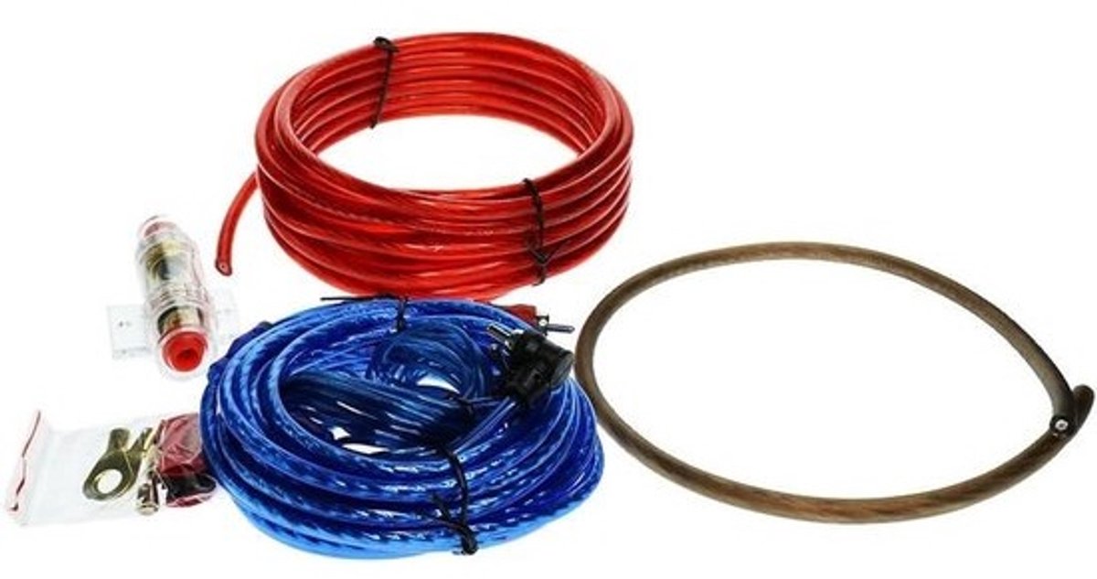 Auto Audio Kabelset - Versterker Bedrading - Krachtiger Geluid - Inclusief Zekeringhouder - 5 Meter Kabels - Zwart