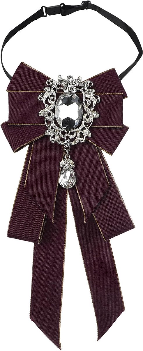Broche Voorgebonden Vlinderdas Dames Stropdas Bowknot Retro Verstelbare Strik Broche met Strass Band Unisex voor Bruiloft Party Cosplay Uniform Prom