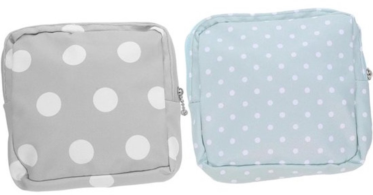 ORFOFE 2 Stuks Duurzame Oxford Doek Menstruatie Zakje Stijlvol Stippenpatroon Multifunctionele Kleine Portemonnee voor Munten Sleutels Hygiëneproducten Praktisch voor Vrouwen Dagelijks