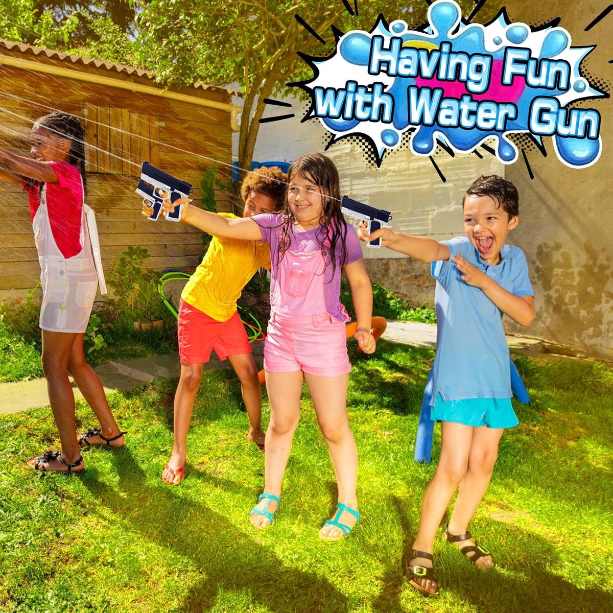 3 stuks waterpistool, waterspuitpistool, waterpistool voor kinderen, met 10 meter bereik, speelgoed voor outdoor, zomer, zwembad, tuin, jongens en meisjes
