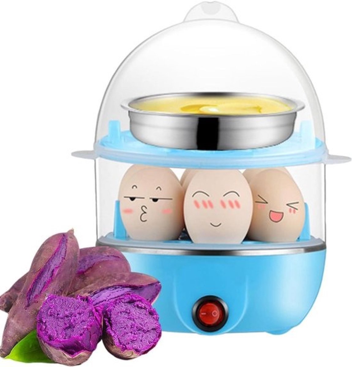 Elektrische Eierkoker - Eierkoker Stoomkoker - Snel Eieren Koken - Automatische Uitschakelfunctie - 7 Eieren - Blauw