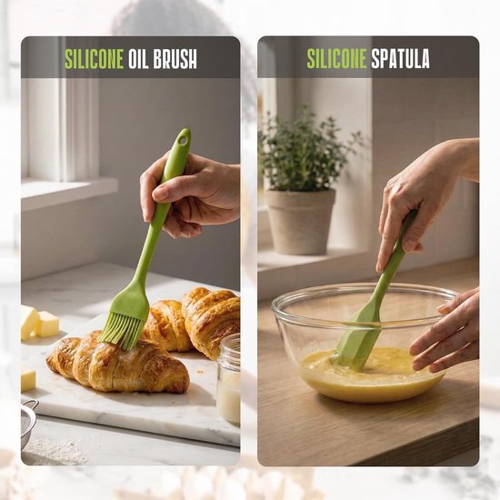 deegschraperset, 5-delig, 3 stuks deegsnijder met meetschaal (15/20/25 cm), deegkaart, siliconen deegspatel en oliekwast, bakgerei voor brood, pizza en cake — afbeelding 4